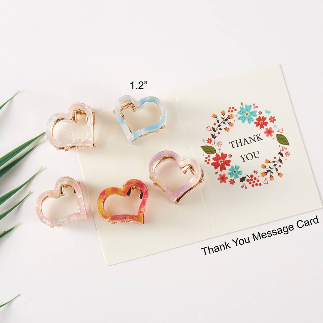 Pearlized Heart Assorted Color Claw Hair Clip
