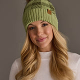 Lt. Green & Olive Plaid Knit Pom Hat
