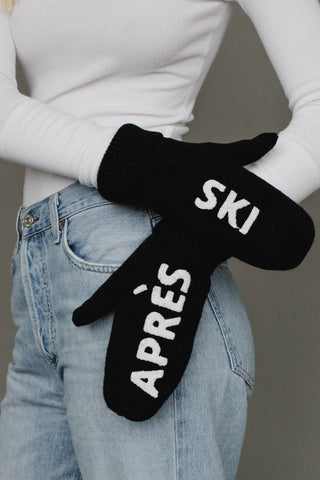 Apres Ski Black & White Apres Ski Knit Mittens