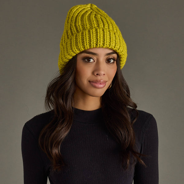 Lime Chunky Knit Beanie