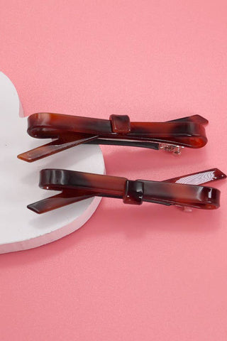 Bow Hair Clips - Torti set of 2