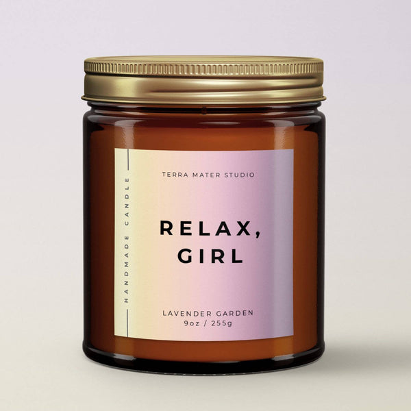Relax, Girl | All-Natural Scented Candle: Lavender Garden | 9 oz