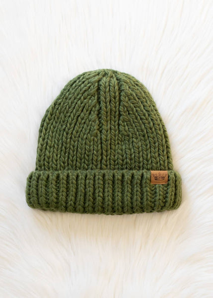 Olive Chunky Knit Beanie