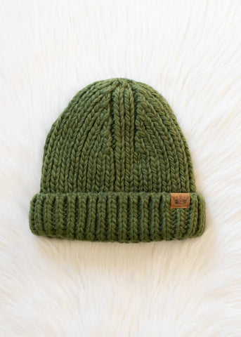 Olive Chunky Knit Beanie