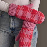 Pink & Bright Pink Plaid Knit Mittens