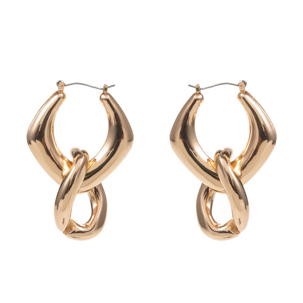 Linked Twisted Chunky Chain Hoop Earrings