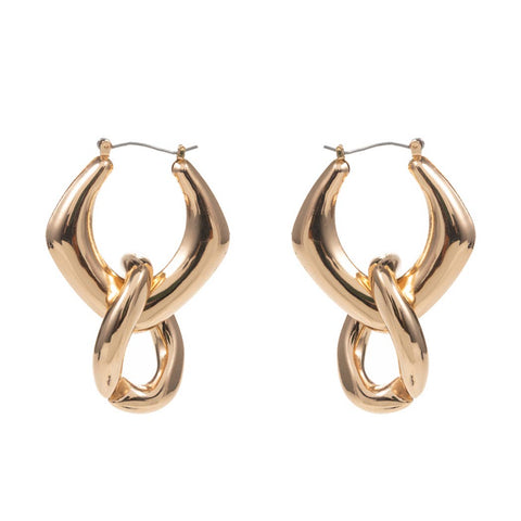 Linked Twisted Chunky Chain Hoop Earrings