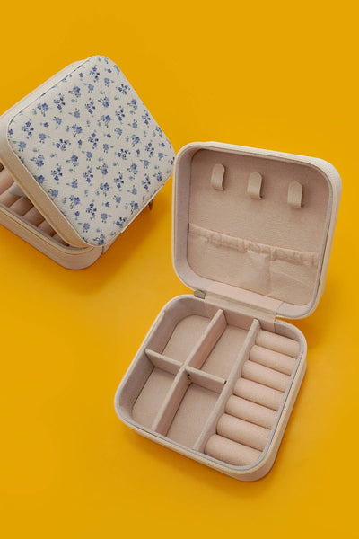 Blue Bow Travel Jewelry Box Case