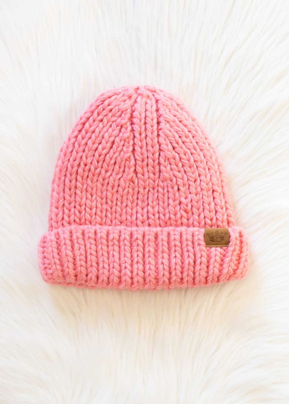 Pink Chunky Knit Beanie