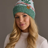 Lt. Blue Cherry Pattern Pom Hat
