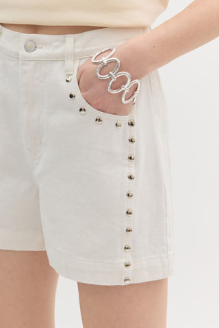 the Dolly white studded shorts