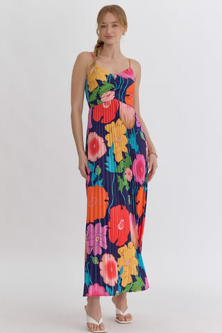 the Lindy - pleated floral maxi dress