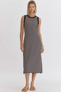 the Ella - Black and white stripe dress