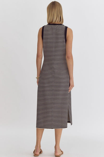 the Ella - Black and white stripe dress