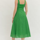 The Georgia Green Eyelet Midi Dress