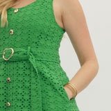 The Georgia Green Eyelet Midi Dress
