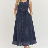 The Georgia Navy Eyelet Midi Dress