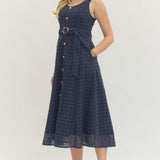 The Georgia Navy Eyelet Midi Dress