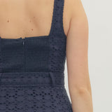 The Georgia Navy Eyelet Midi Dress