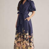 The Soledad Floral Trim Midi Dress