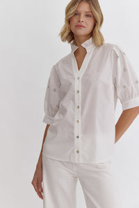 the Daphne - Rhinestone sleeve blouse