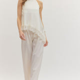 The Isabel Asymmetrical Lace Hem Halter Top