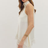 The Isabel Asymmetrical Lace Hem Halter Top