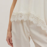 The Isabel Asymmetrical Lace Hem Halter Top
