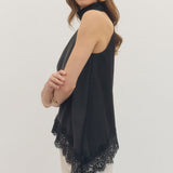 The Isabel Asymmetrical Lace Hem Halter Top