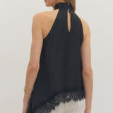 The Isabel Asymmetrical Lace Hem Halter Top