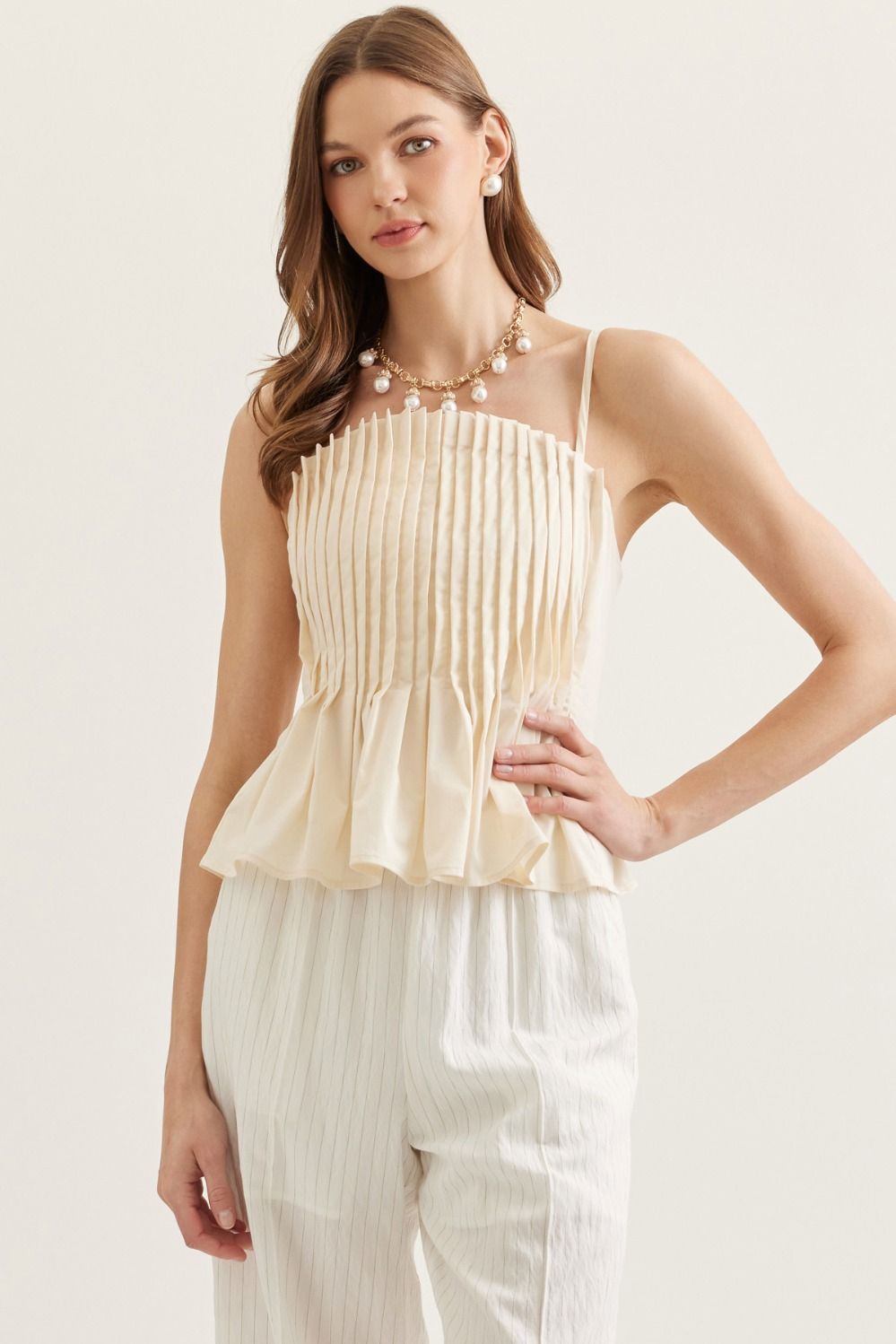 The Celia Pleated Sleeveless Top