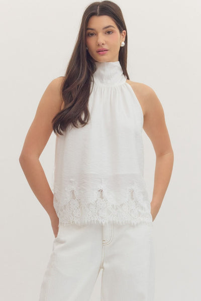 The Phoebe Lace Trim Halter Top