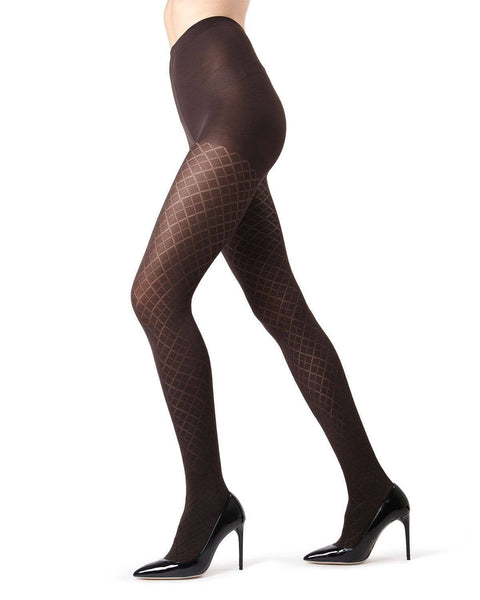 Diamond Argyle Black Control Top Tights - MeMoi