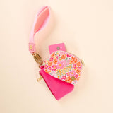 Hot Pink Floral - Duo Pouch Wristlet