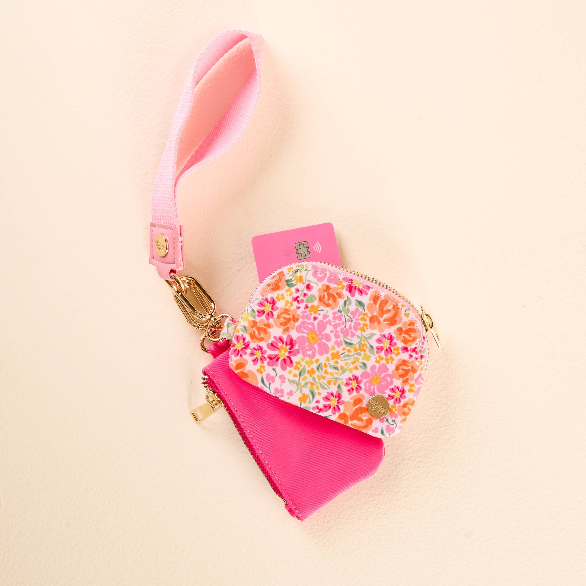 Hot Pink Floral - Duo Pouch Wristlet