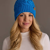 Blue Cable Knit Pom Hat