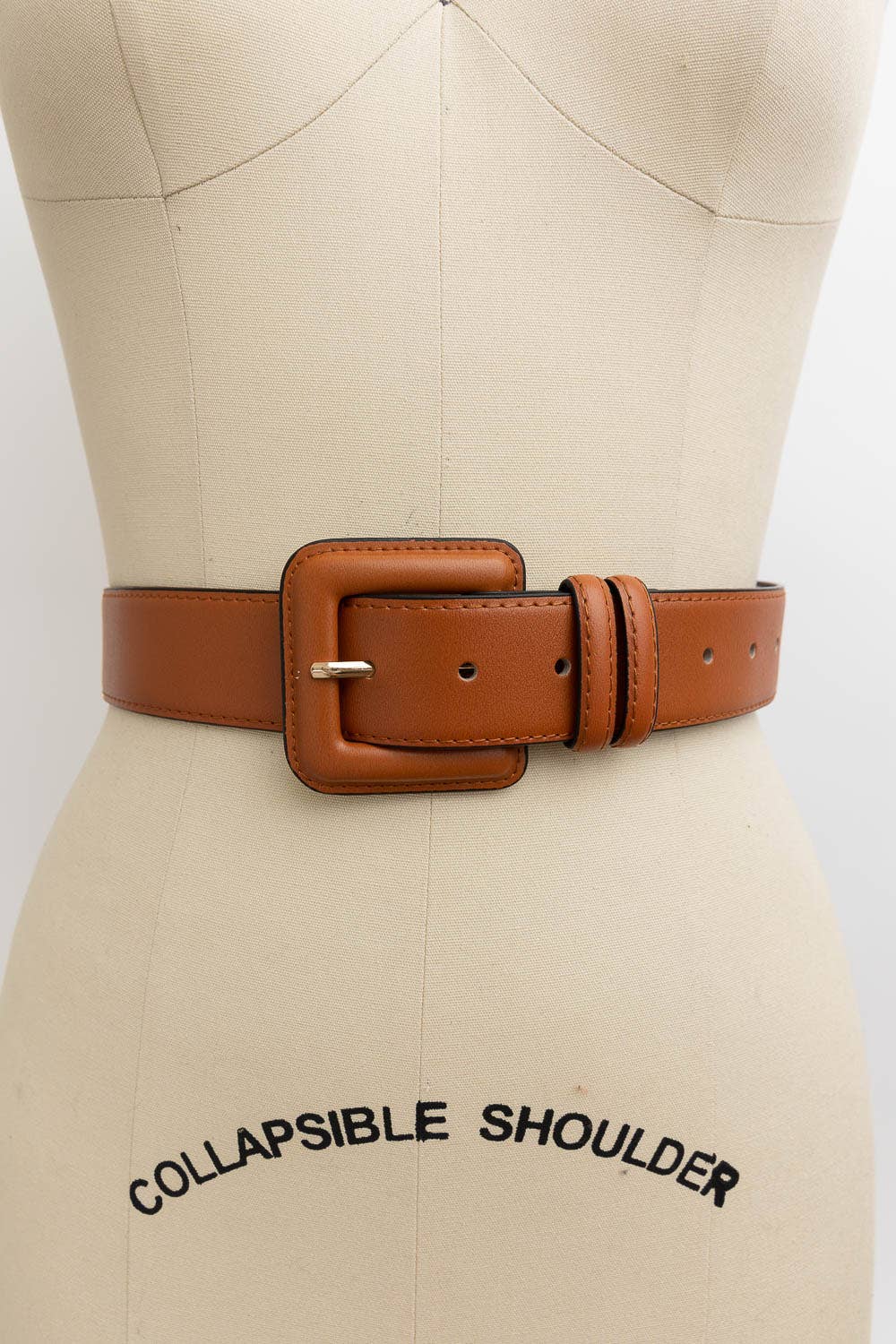 Square Buckle Belt - Cognac
