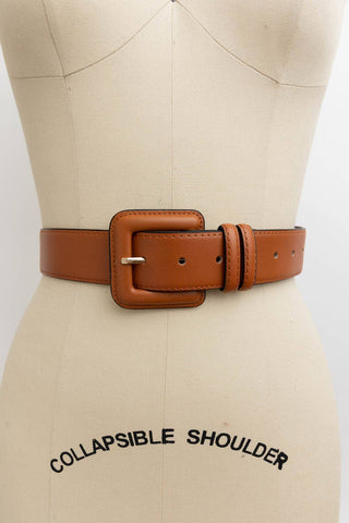 Square Buckle Belt - Cognac