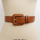 Square Buckle Belt Dark Brown