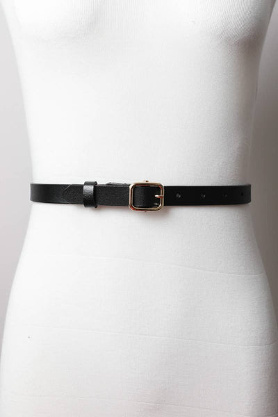 Black Skinny Leather Belt