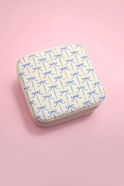 Blue Bow Travel Jewelry Box Case