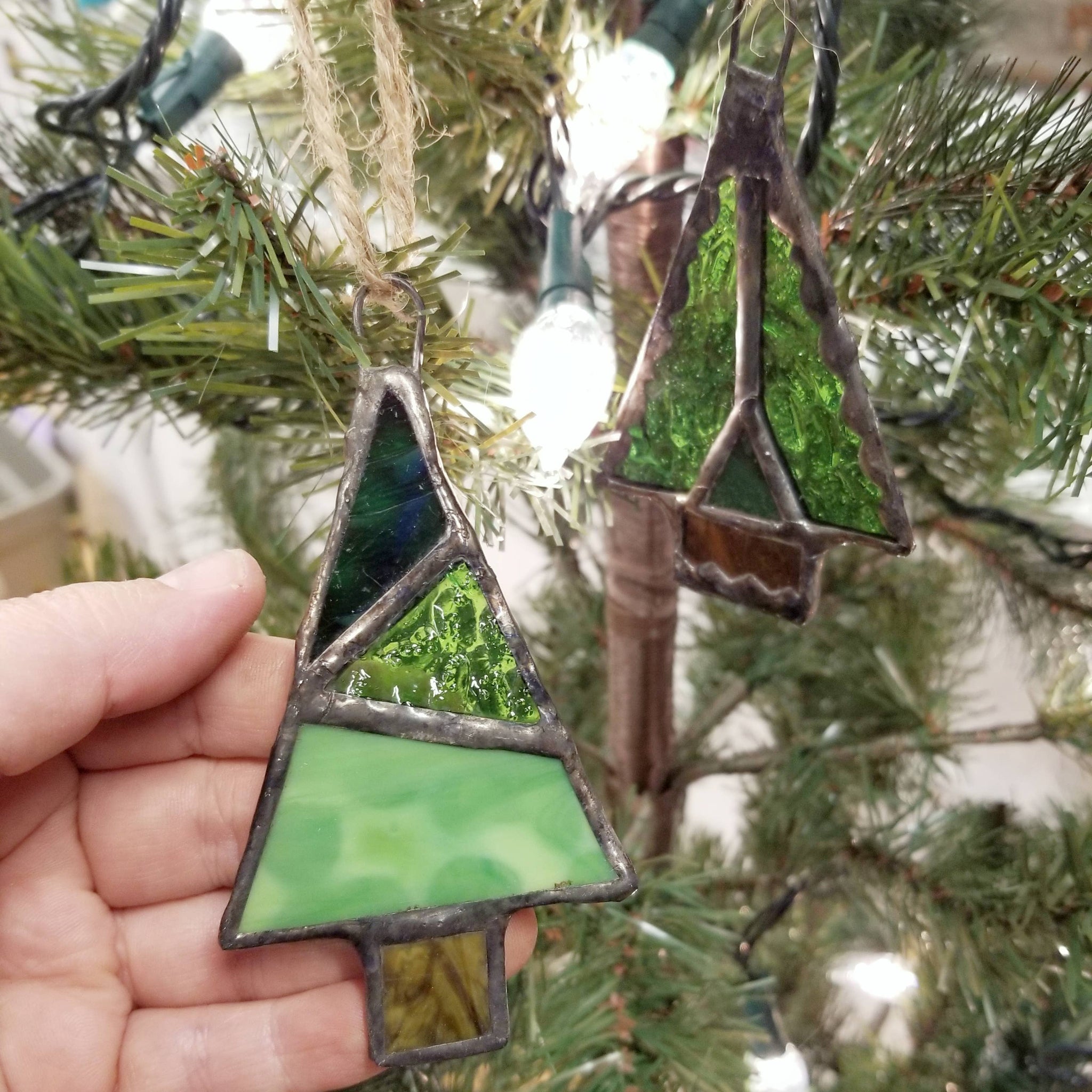 Stained glass tree ornament