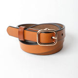 Camel Skinny Leather Belt
