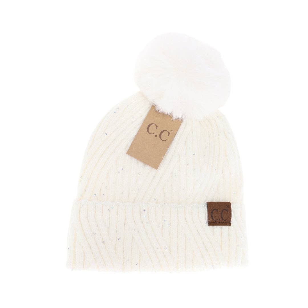 Sequin Pom C.C Beanie - 5 colors