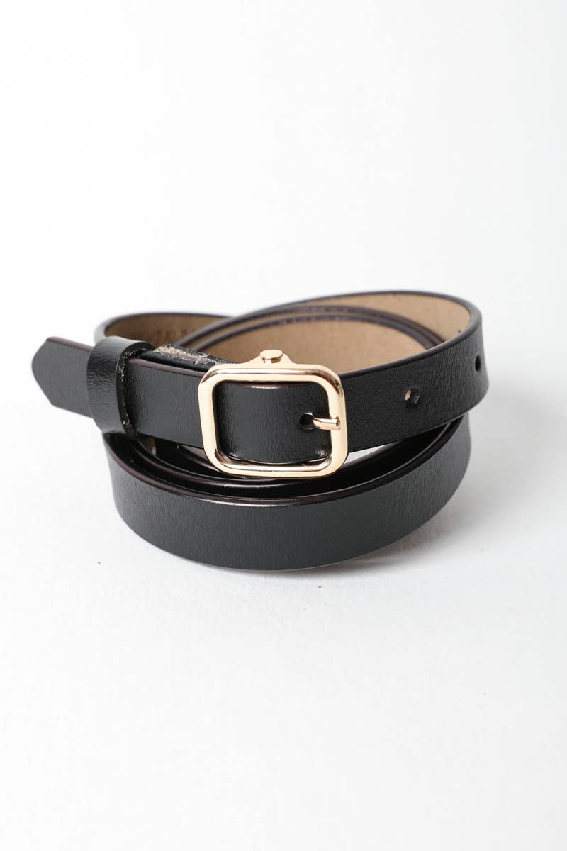 Black Skinny Leather Belt