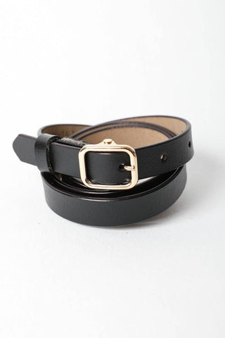 Black Skinny Leather Belt