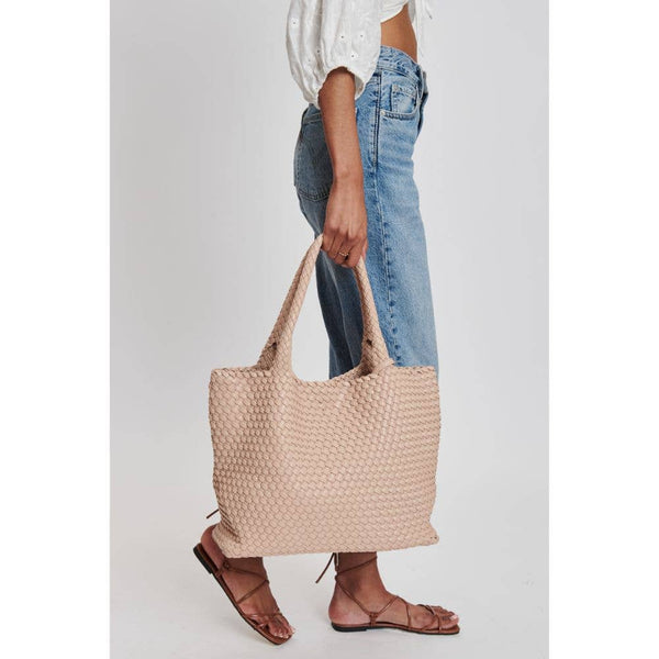 Solana Woven Vegan Leather Tote: Natural