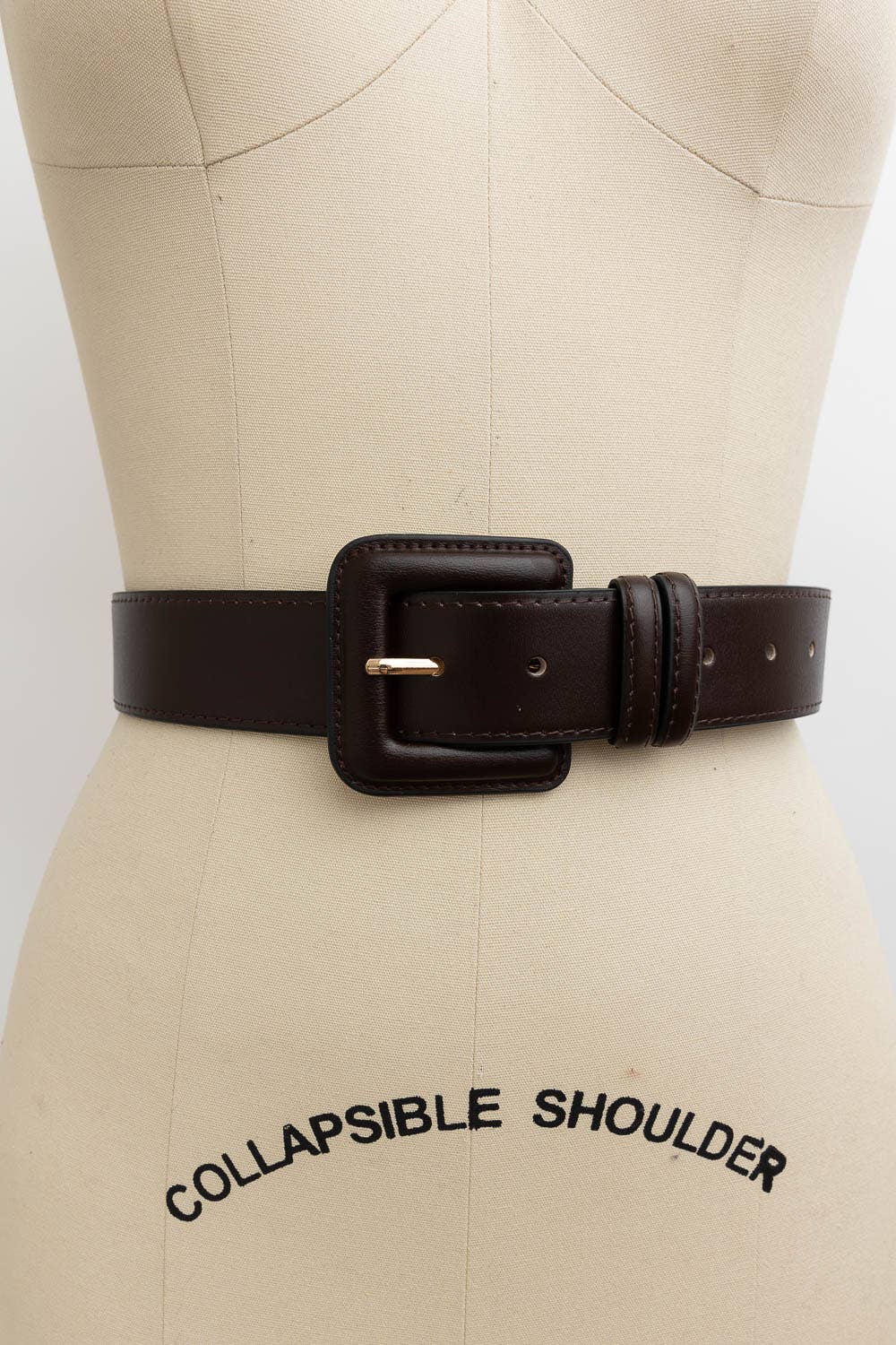 Square Buckle Belt Dark Brown