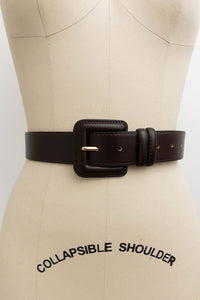 Square Buckle Belt Dark Brown