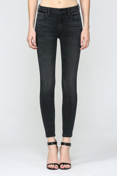 Amelia Skinny with clean hem in washed black - Hidden Jeans